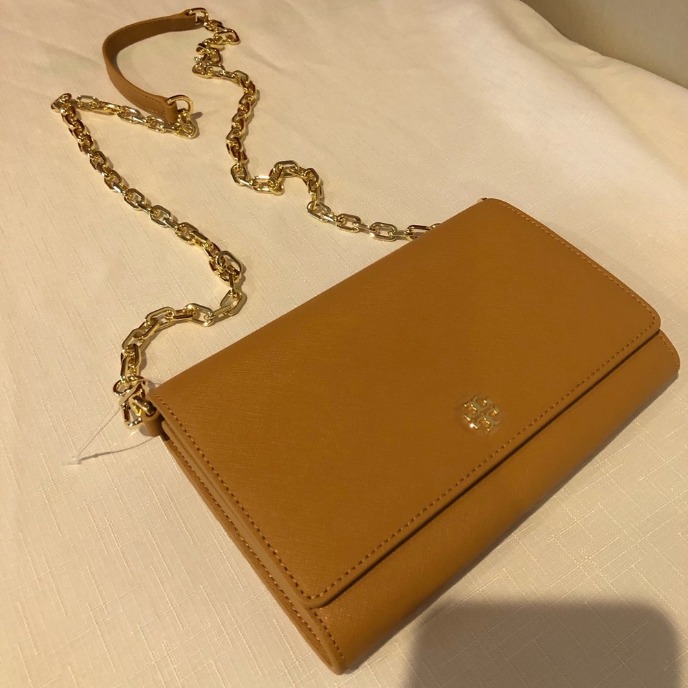 Tory Burch tan wallet crossbody